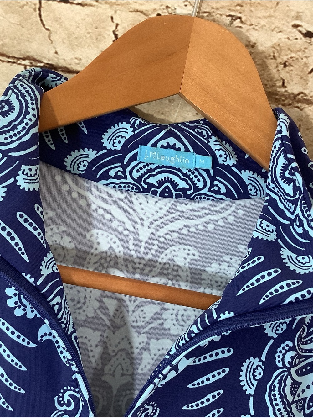 J. McLaughlin Blue Paisley-Print Midi Dress Catalina Cloth M Medium - Picture 4 of 4